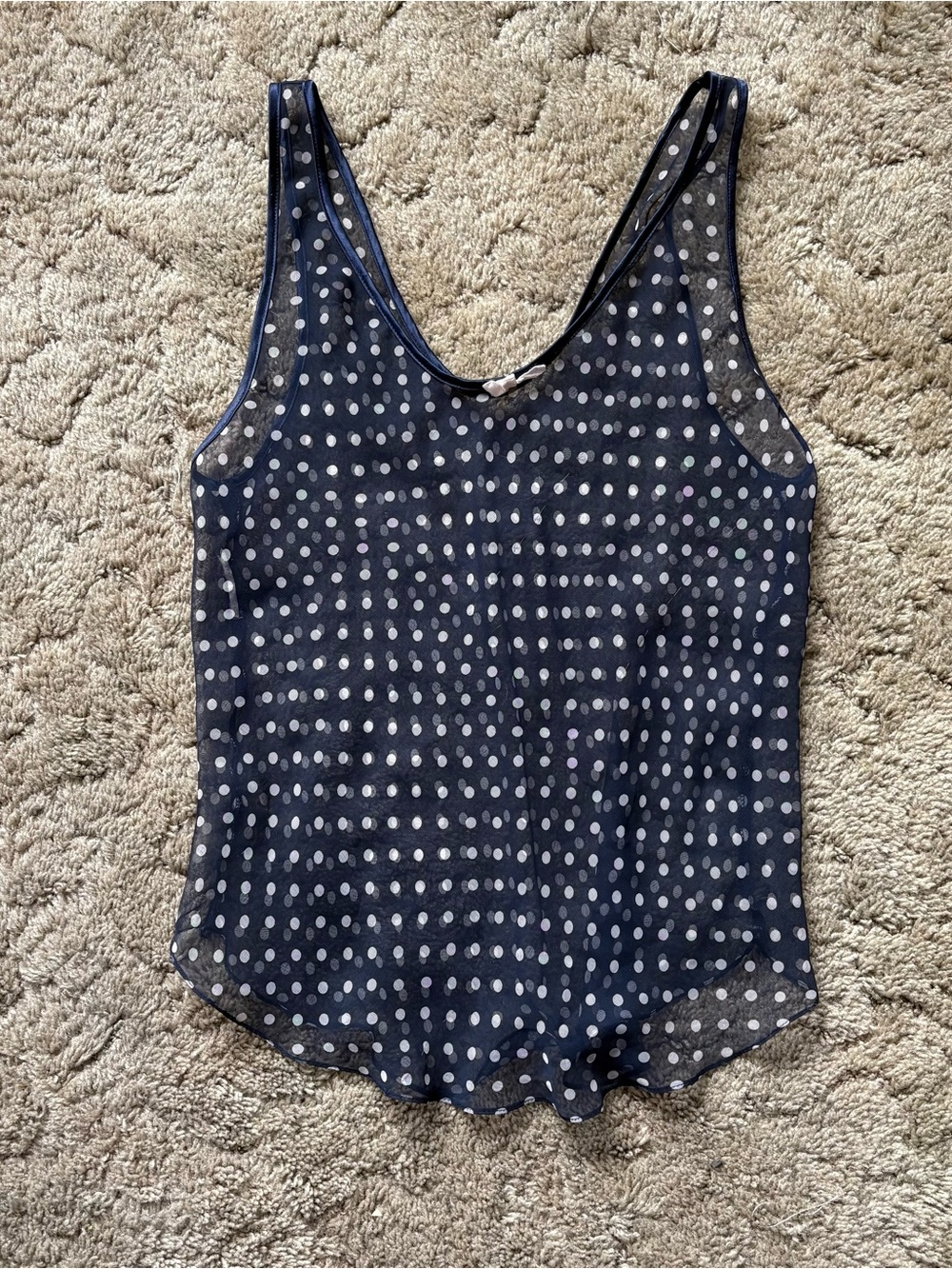 Sheer Navy Polka Dot Tank Top - Women